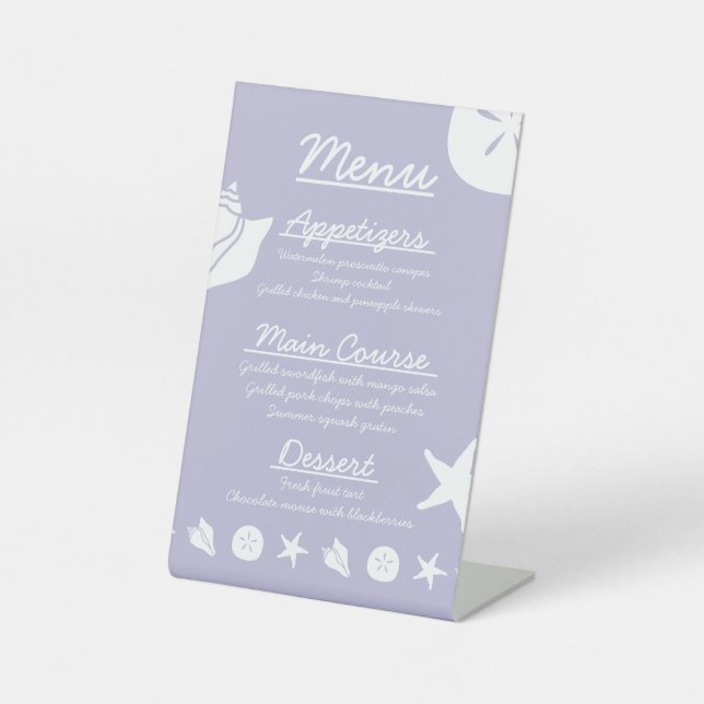 Summer Seashells in Lavender Pedestal Sign (Front)