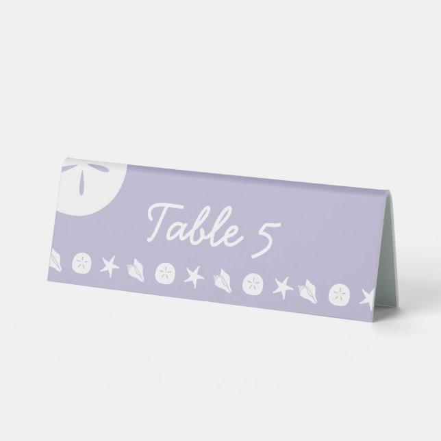 Summer Seashells in Lavender Table Tent Sign (Front)