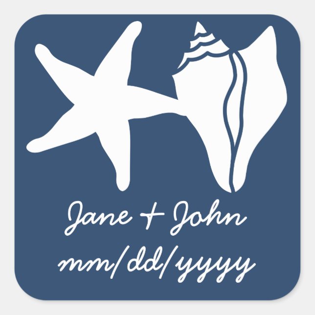 Summer Seashells in Navy Sticker (Front)
