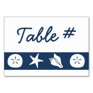 Summer Seashells in Navy Table Card