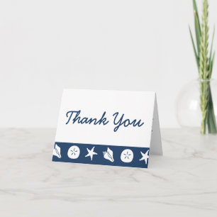 Summer Seashells in Navy Thank You Card