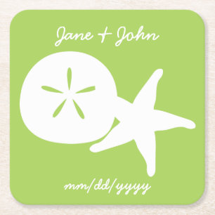 Summer Seashells in Peridot Paper Coaster