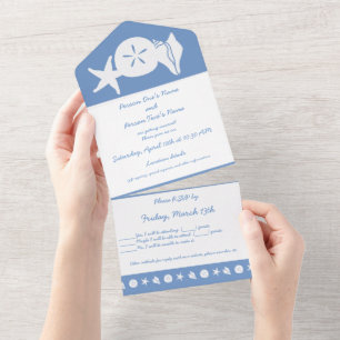 Summer Seashells in Periwinkle All In One Invitation