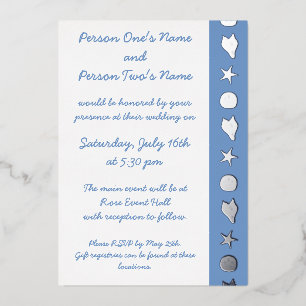 Summer Seashells in Periwinkle Foil Invitation