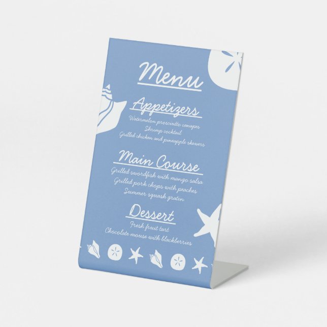 Summer Seashells in Periwinkle Pedestal Sign (Front)