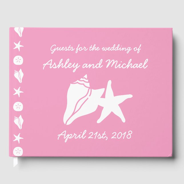 Summer Seashells in Petal Pink Guest Book (Front)