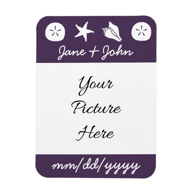 Summer Seashells in Purple Save-the-Date Magnet (Vertical)
