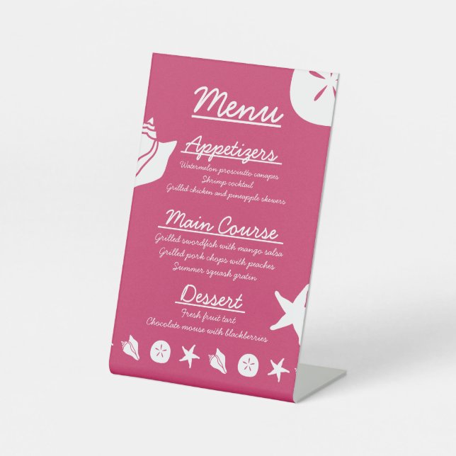 Summer Seashells in Raspberry Pedestal Sign (Front)