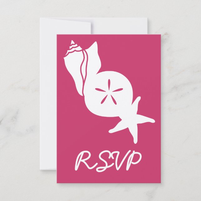 Summer Seashells in Raspberry RSVP Card (Front)