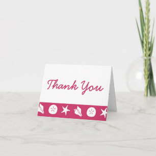 Summer Seashells in Raspberry Thank You Card