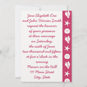 Summer Seashells in Raspberry Wedding Invitation