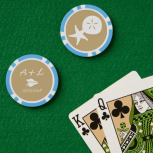 Summer Seashells in Sand Poker Chips