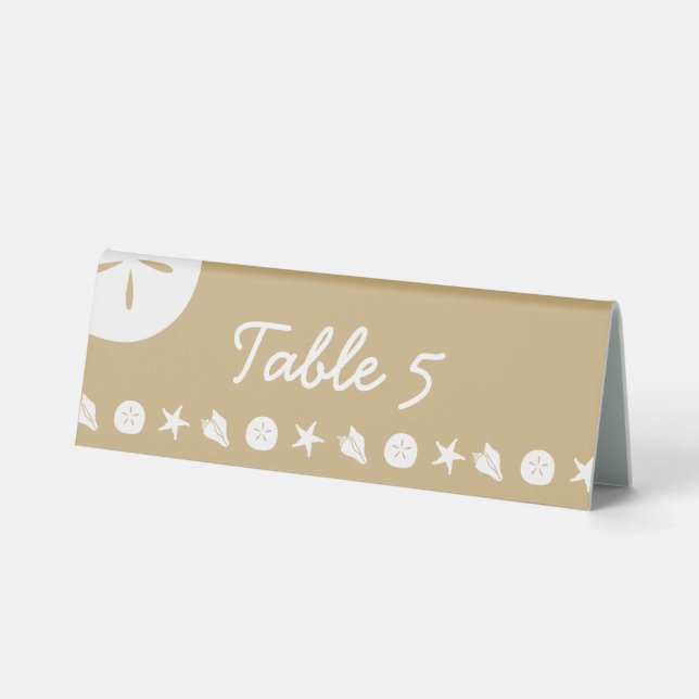 Summer Seashells in Sand Table Tent Sign (Front)