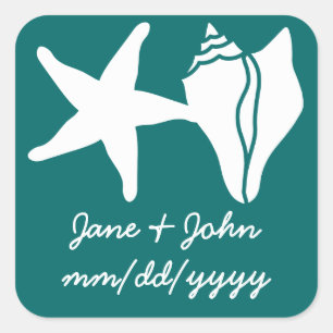 Summer Seashells in Teal Sticker