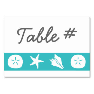 Summer Seashells in Turquoise Table Card