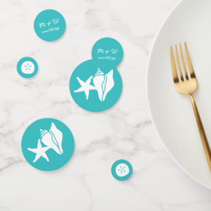 Summer Seashells in Turquoise Table Confetti