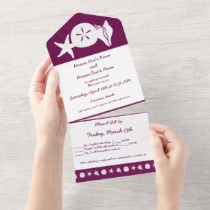 Summer Seashells in Wine All In One Invitation