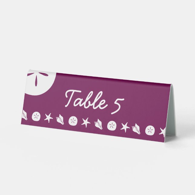 Summer Seashells in Wine Table Tent Sign (Front)