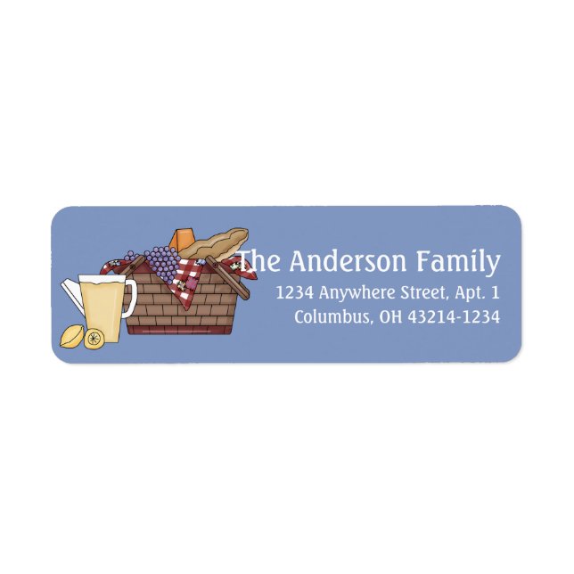 Summer Season Picnic Basket Return Address Labels (Front)