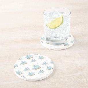 Summer Seatime Cute yachts with sail Coaster