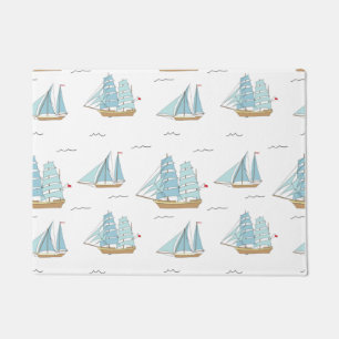 Summer Seatime Cute yachts with sail Doormat