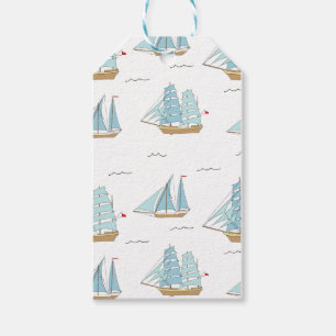 Summer Seatime Cute yachts with sail Gift Tags