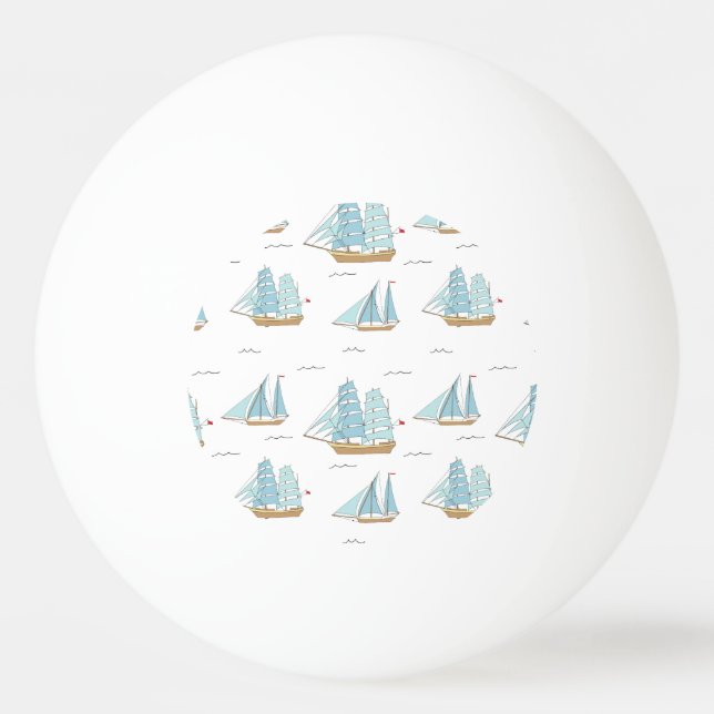 Summer Seatime Cute yachts with sail  Ping Pong Ball (Front)