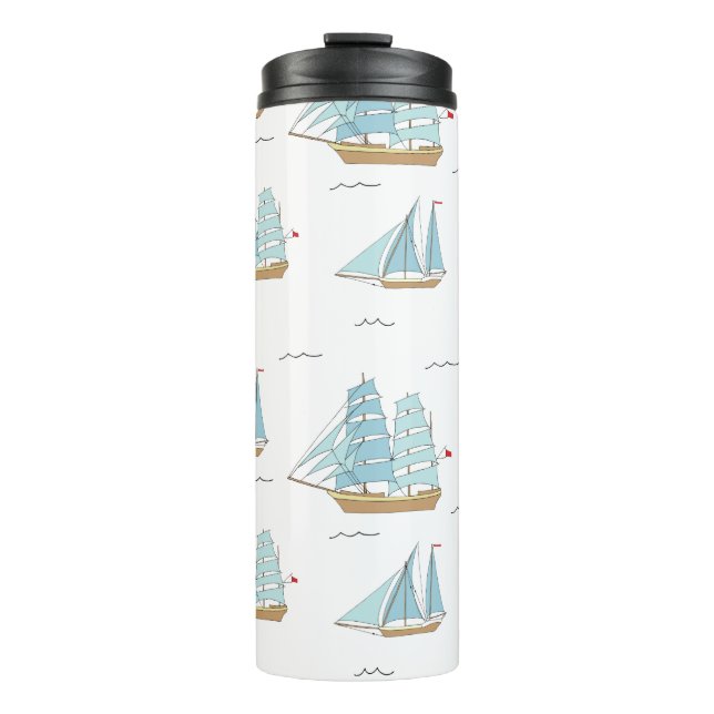 Summer Seatime Cute yachts with sail Thermal Tumbler (Front)