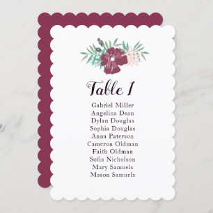 Summer seating chart. Purple flowers wedding Invitation