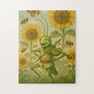 Summer Serenade: The Joyful Grasshopper Fiddler Jigsaw Puzzle