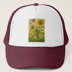 Summer Serenade: The Joyful Grasshopper Fiddler Trucker Hat