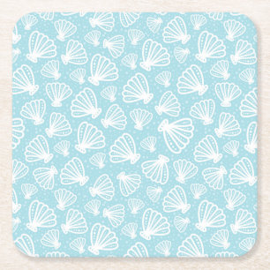 Summer Shell Pattern Square Paper Coaster