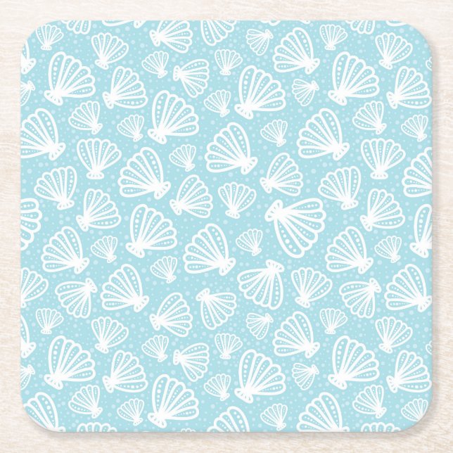 Summer Shell Pattern Square Paper Coaster (Front)