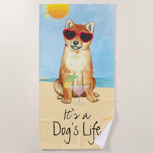 Summer Shiba Inu Beach Towel (Front)