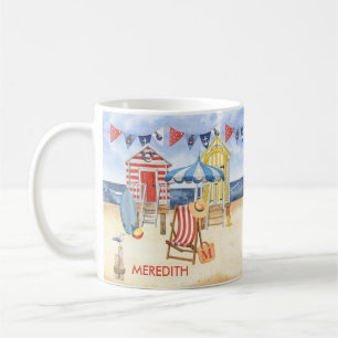Summer Shore Beach Ocean Monogram Coffee Mug