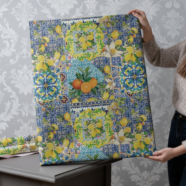 Summer Sicilian Citrus Ceramic Tile Pattern Wrapping Paper (Creator Uploaded)