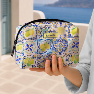 Summer Sicilian citrus Mediterranean majolica Dopp Kit