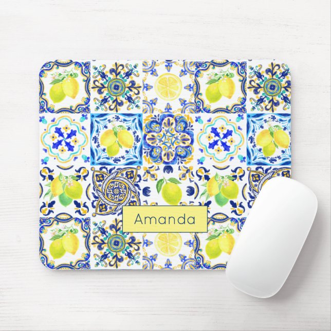 Summer Sicilian citrus Mediterranean majolica Mouse Pad (With Mouse)