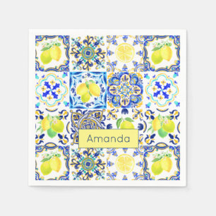Summer Sicilian citrus Mediterranean majolica Napkin