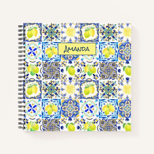 Summer Sicilian citrus Mediterranean majolica Notebook (Front)