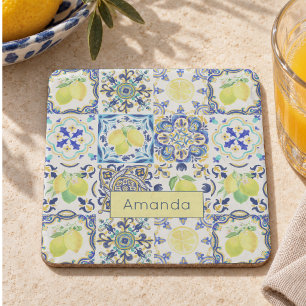Summer Sicilian citrus Mediterranean majolica Stone Coaster