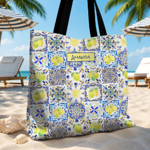 Summer Sicilian citrus Mediterranean majolica Tote Bag