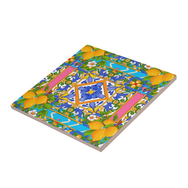 Summer ,Sicilian tiles ,citrus,lemons (Side)