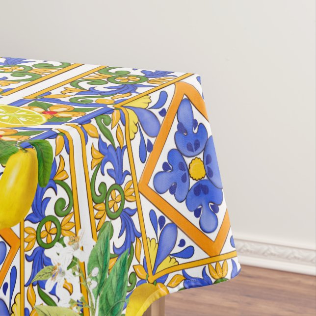 Summer ,Sicilian tiles ,citrus,majolica Short  Tablecloth (In Situ)