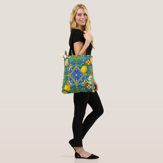 Summer ,Sicilian tiles ,citrus,oranges,majolica   Tote Bag (On Model)