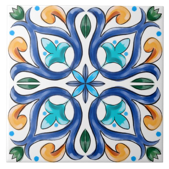 Summer ,Sicilian tiles ,majolica,ceramic tile  (Front)