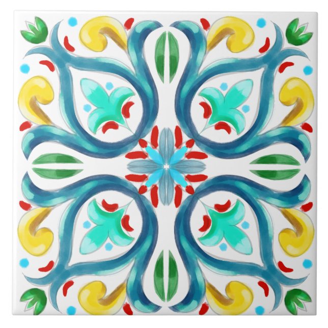 Summer ,Sicilian tiles ,majolica,ceramic tile  (Front)