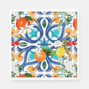 Summer ,Sicilian tiles ,majolica,ceramic tile Napkin
