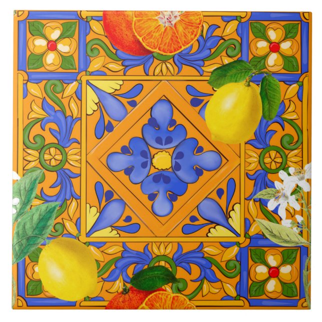 Summer ,Sicilian tiles ,majolica,Mediterranean   (Front)