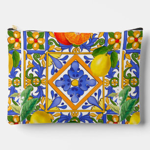 Summer ,Sicilian tiles ,majolica,Mediterranean Accessory Pouch